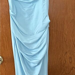 Elegant Blue Draped Women's Dress